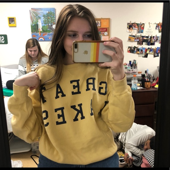 Pale Yellow and navy Great Lakes Sweatshirt - Picture 2 of 5
